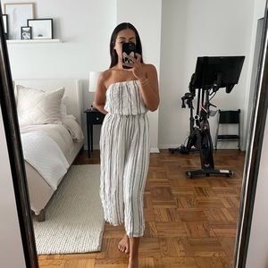 Strapless White / Black Jumpsuit